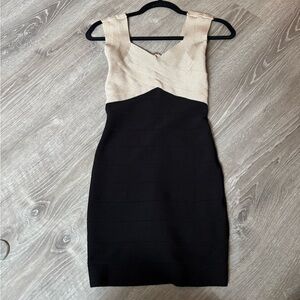bebe Black and Cream Midi Dress